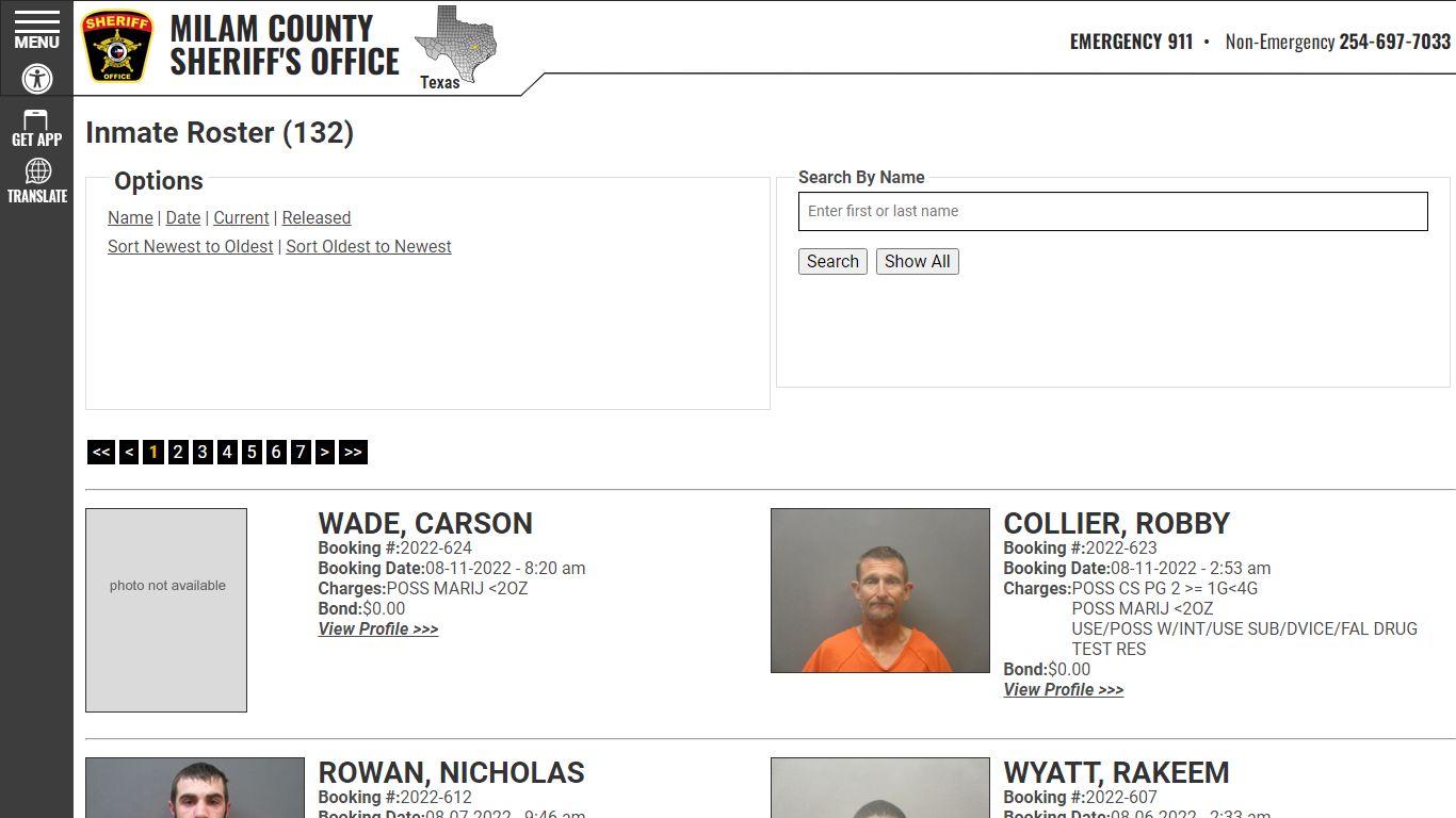 Inmate Roster - Milam County Sheriff TX
